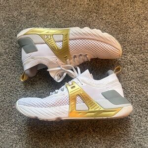 Under Armour Gold and White Athletic Shoes